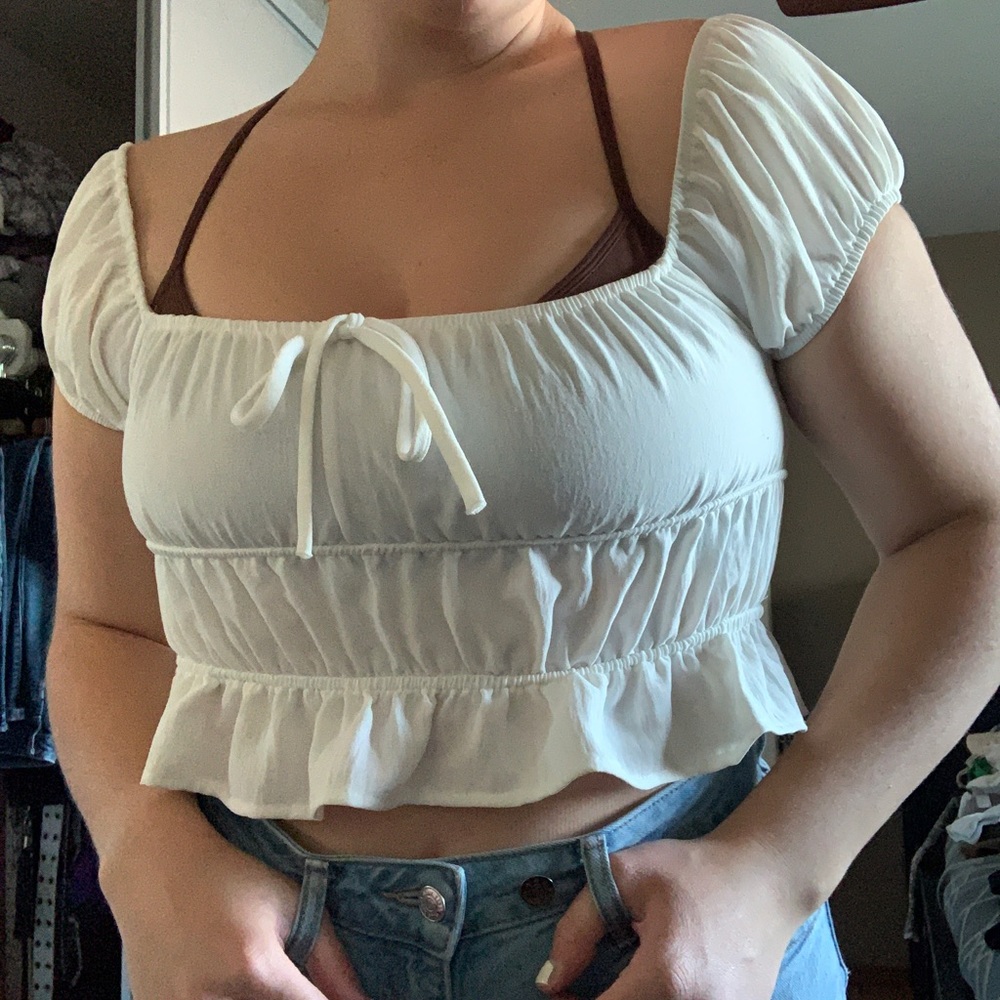 White Ruffle Top
